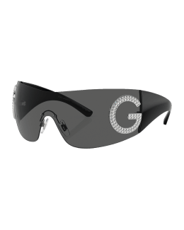 Dolce&Gabbana Mirrored Metal & Plastic Shield Sunglasses