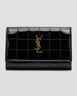 Saint Laurent Fragments YSL Quilted Patent Zipped Card Holder | Neiman  Marcus