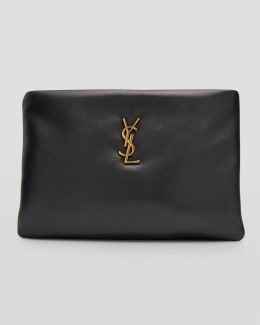 Saint Laurent Calypso YSL Pouch Clutch Bag in Lambskin Leather Neiman Marcus