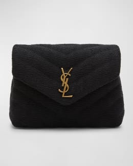 Saint Laurent Uptown YSL Pouch in Grained Leather | Neiman