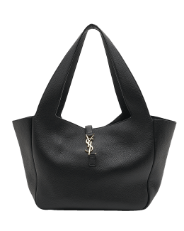 SAINT LAURENT: shopping bag in leather with logo - Black  Saint Laurent  tote bags 604309 H3Z0W online at