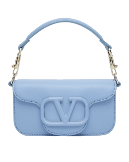Valentino Small Vlogo Shoulder Bag in Calfskin Blue