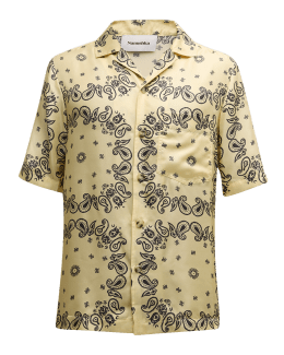 Versace Men's Wildflower Tiger-Print Camp Shirt