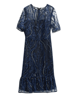 Andres Otalora Tukano Lace Midi Dress with Leather Belt