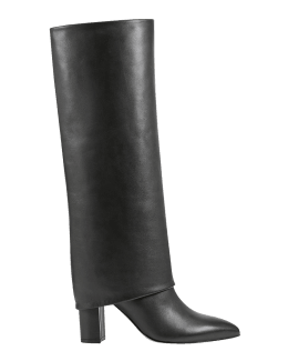Louis Vuitton Knee Length Leather Boots in Black Size 7.5