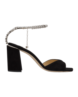 JIMMY CHOO Sacaria Pearl-Embellished Leather And Tulle Sandals