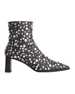 Viva Treasure Studded Leather Ankle Boots