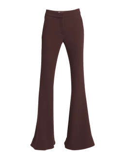 Chocolate Brown Crepe Flare Trousers