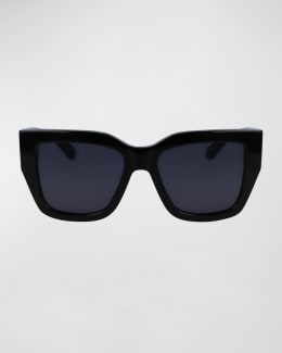 Prada Oversized Logo Acetate & Plastic Oval Sunglasses | Neiman Marcus