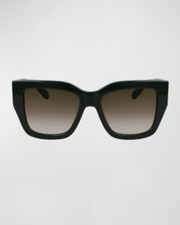 LOGO CAT EYE SUNGLASSES 513007 IN WHITE ACETATE WAVY FRAME