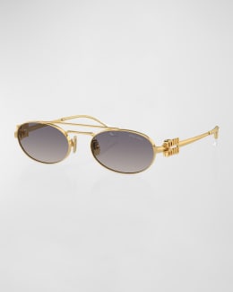 ゆちゃ Miu Miu Logo Oval Acetate Sunglasses | Neiman Marcus