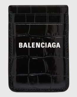 【BALENCIAGA】 Printed leather card holder BALENCIAGA Logo-Print Cross-Grain Leather Cardholder with