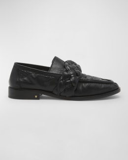 Bottega Veneta Astaire Metallic Knot Leather Loafers