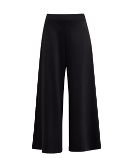 Loewe High-Rise Satin Wide-Leg Crop Pull-On Trousers