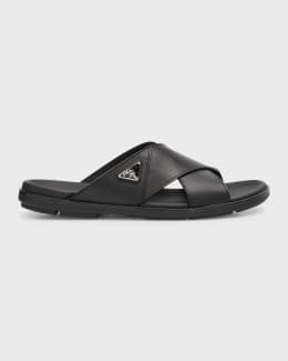 Brioni Men's Leather and Rubber Slide Sandals | Neiman Marcus