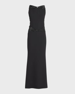 green emerald velvet dress Duntery High Slit Pleated Stretch Satin Gown, Ivory