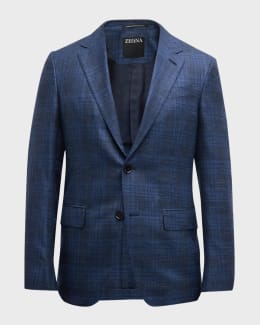 【PORTERNA】Atten check blazer Hackett Unstructured Windowpane Check Linen Blazer, $840