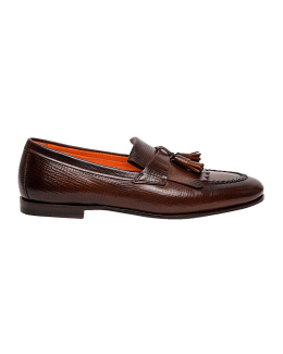 Santoni Men's Paine Whipstitched Leather Loafers | Neiman Marcus