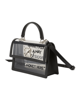 OFF-WHITE White Leather 1.4 Jitney Quote Bag SALARY INSIDE Top Handle Bag  at 1stDibs