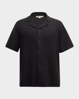 Rhude Men's Cross Logo Snap-Front Camp Shirt | Neiman Marcus