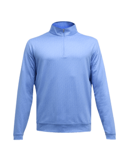Peter Millar Crown Sport Blue Long Sleeve Golf Shirt Pullover 1/4 Zip  Medium