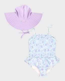 Neon Squeeze the Day Bow V-Back One-Piece Swimsuit by RuffleButts main image 1