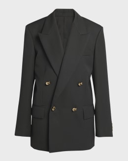 Saint Laurent Double Breasted Oversize Wool Blazer Jacket Neiman Marcus