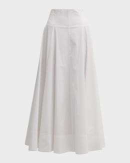 スカート BRUNELLO CUCINELLI SS25 GONNA LUNGA (MA029G3769 C600) Brunello Cucinelli Long Bubble Hem Cotton Poplin Skirt