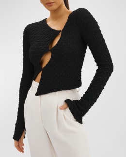 Enza Costa Sequined Mock-Neck Crop Top | Neiman Marcus