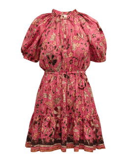 Anna-Kaci Floral Off-The-Shoulder Shirred Ruffled Puff Sleeve Midi Dress -  Pink - S - Yahoo Shopping