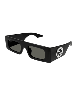 Gucci Oversized Rectangular Acetate Sunglasses Neiman Marcus