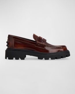 Tod's Gomma Croco Classic Penny Loafers | Neiman Marcus