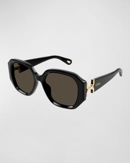 Chloe Logo Acetate Square Sunglasses | Neiman Marcus