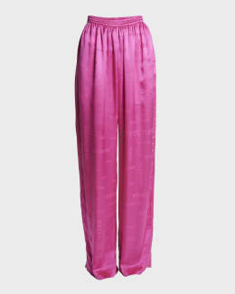 Balenciaga Logo Jacquard Wide-Leg Pajama Pants | Neiman Marcus