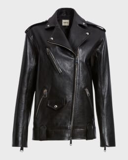 Ralph Lauren Collection Dwight Washed Leather Moto Jacket | Neiman Marcus
