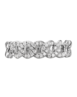David Yurman Belmont Curb Link Band Ring with Diamonds in Silver