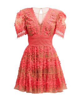 Bronx and Banco Eva Floral Embroidered High Low Midi Dress