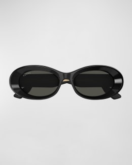 Gucci GG Logo Oval Plastic Sunglasses | Neiman Marcus