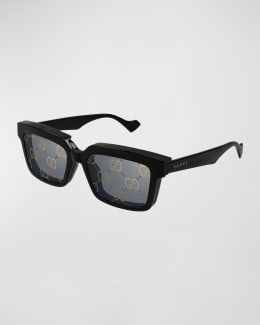 Gucci Men s Square Acetate Sunglasses with Signature Web Neiman Marcus