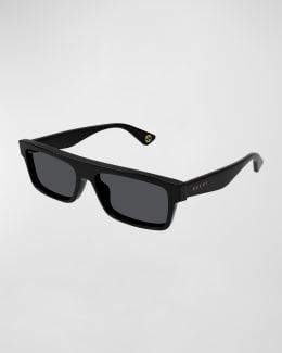 Gucci Men's Striped Logo Metal Aviator Sunglasses | Neiman