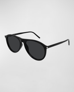 Saint Laurent Men's Mask Flat-Top Propionate Shield