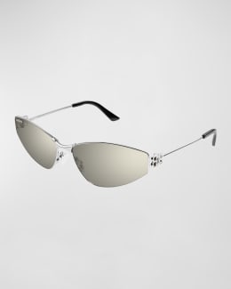 Balenciaga Logo Engraved Rectangle Metal Sunglasses | Neiman Balenciaga Logo Engraved Rectangle Metal Sunglasses | Neiman