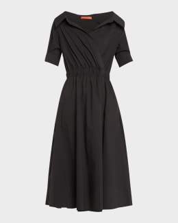 knee length dresses for ladies Azure Stripe Penny Midi Dress