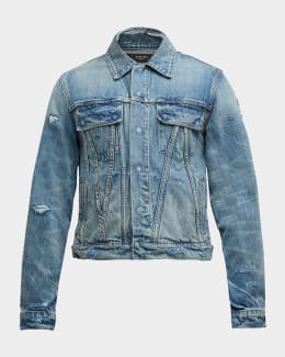 Valentino Garavani Men's Embroidered-Trim Denim Jacket