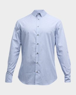 Giorgio Armani Men's Striped Band-Collar Sport Shirt