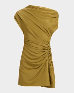 iro wide dress gold Ulla Johnson Nisha Gown | Draped-Sleeve, Strapless
