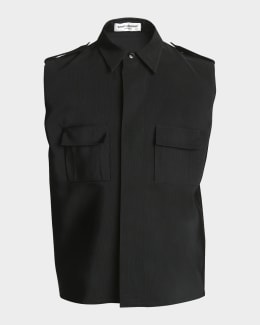 Tシャツ・カットソー Saint Laurent FW24 Black crepe shirt (795532Y7I21 1000) Saint Laurent Men's Satin Crepe T-Shirt | Neiman Marcus