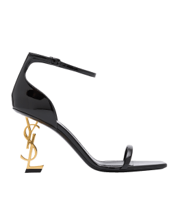 Saint Laurent Opyum YSL Logo Heel Sandals with Golden Hardware