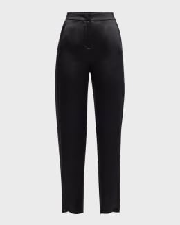 Giorgio Armani Black Cady Straight-Leg Pants | Neiman Marcus