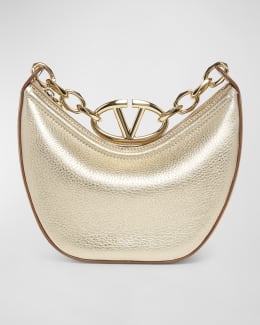 VLogo Black Leather Medium Hobo Moon Shoulder Bag main image 1